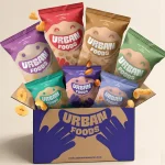 Box Um-de-Cada Urban Foods com seleção de snacks naturais, vegan e naturalmente sem glúten.